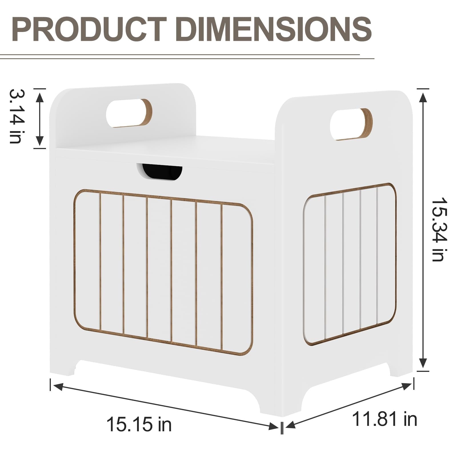 Kids Storage Chests & Trunks, White Toy Box, Small Cube Organizer, Wooden Storage Bin With Handle For Store Toy Books Clothes, Small Square Nightstand For Entryway,Bedroom