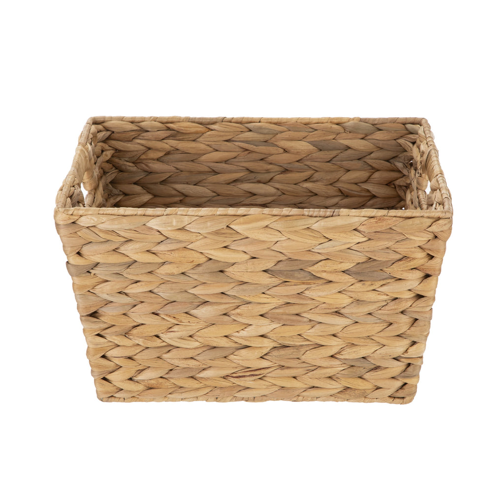 (2 pack) Better Homes & Gardens Large Water Hyacinth Decorative Storage Basket with Handles, 14 in x 11 in x 8.5 in