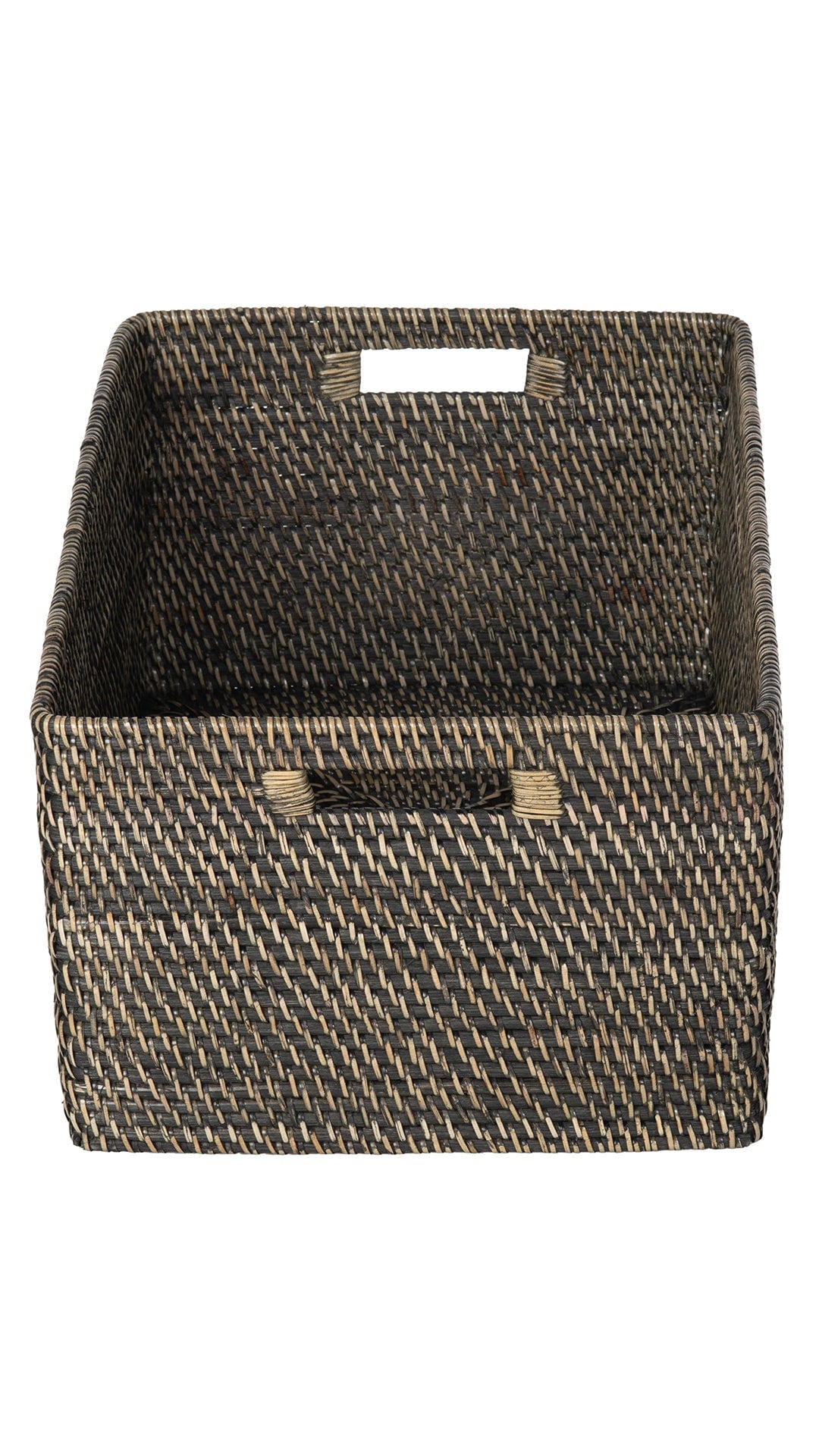 Kouboo Loma Rectangular Decorative Rattan Storage Basket With Handles, Coastal-Inspired Handwoven, Home Organization, Honey Brown