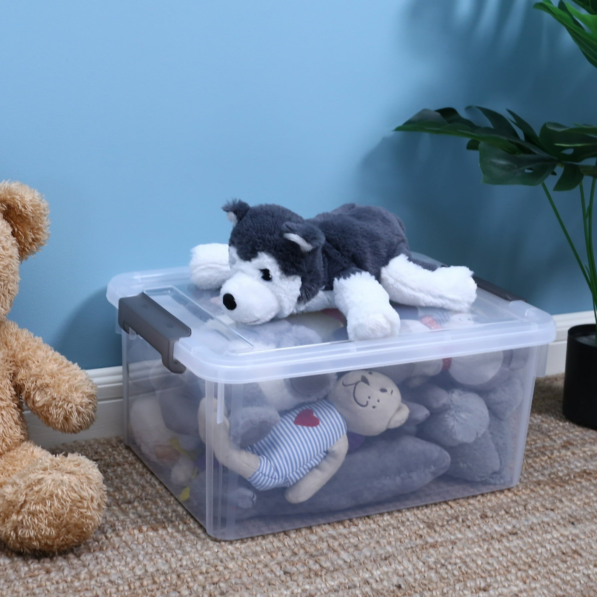 17 QT Clear Storage Bins with Lids Large Stackable Plastic (6 Pack) 15.9x11.6x7.3"