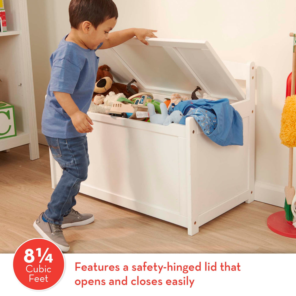 Melissa & Doug Wooden Toy Chest, Toy Storage Box (White) with Hinged-Lid, Playroom Furniture for Kids Ages 3+ [Wood]