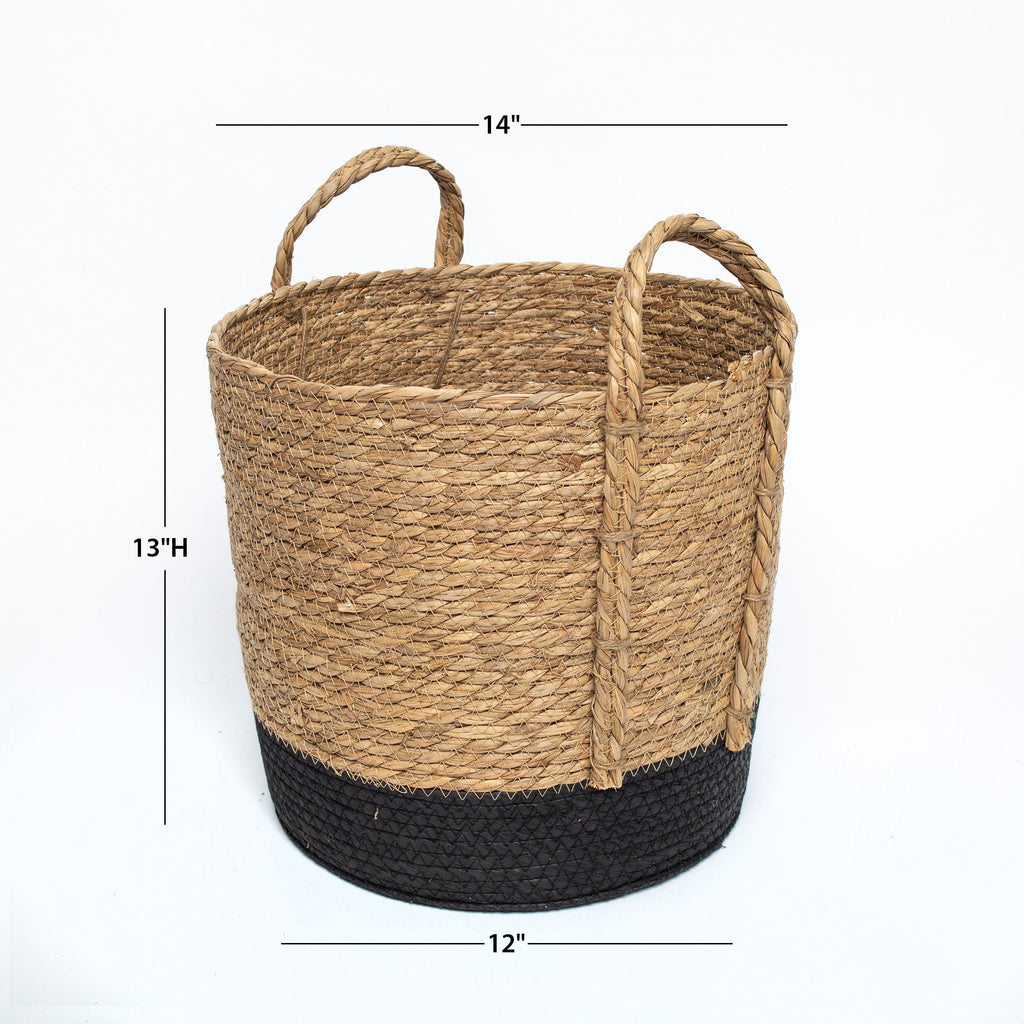 Better Homes & Gardens Round Seagrass Baskets, Natural, Black, Set of 2, Large & Medium