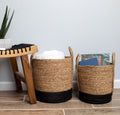 Better Homes & Gardens Round Seagrass Baskets, Natural, Black, Set of 2, Large & Medium