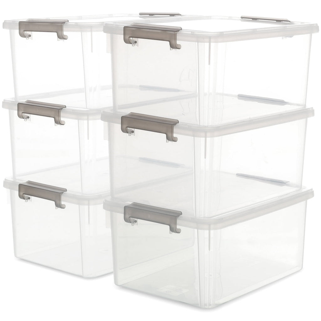 17 QT Clear Storage Bins with Lids Large Stackable Plastic (6 Pack) 15.9x11.6x7.3"