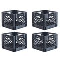 Hudson Exchange 13 x 13 x 11" (16 Quart, 4 Pack) Mesh Commercial Grade Milk Crate Handled Storage Container Tote, Black