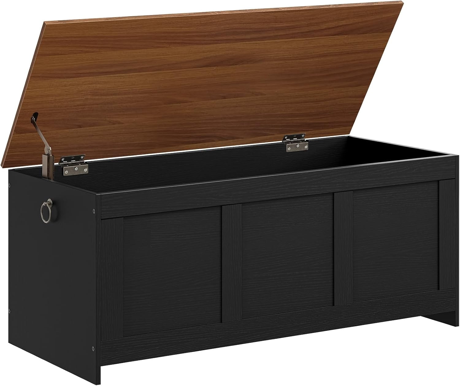 Storage Bench, 39.3" Retro Wooden Storage Chest, Wooden Storage Trunk, Toy Chest with Lift Top, Multifunctional Entryway Organizer, for Entryway, Living Room, White and Walnut