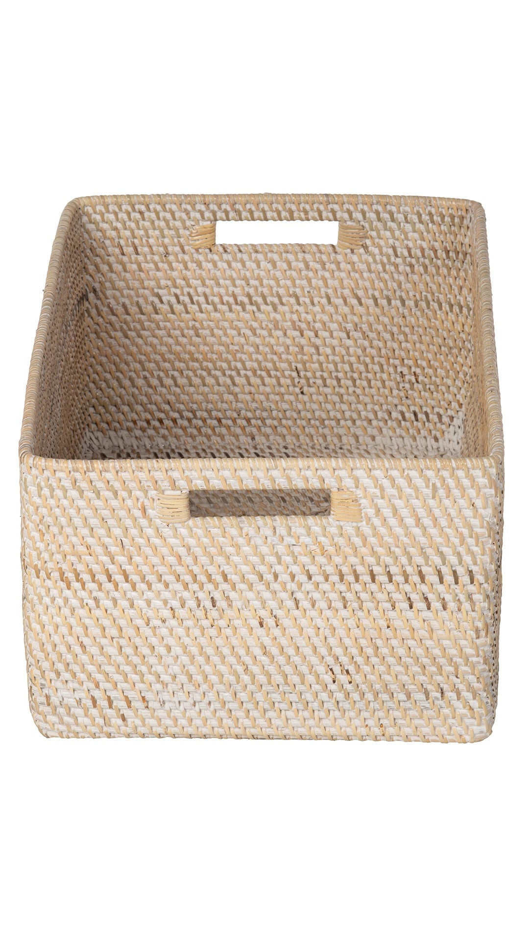 Kouboo Loma Rectangular Decorative Rattan Storage Basket With Handles, Coastal-Inspired Handwoven, Home Organization, Honey Brown